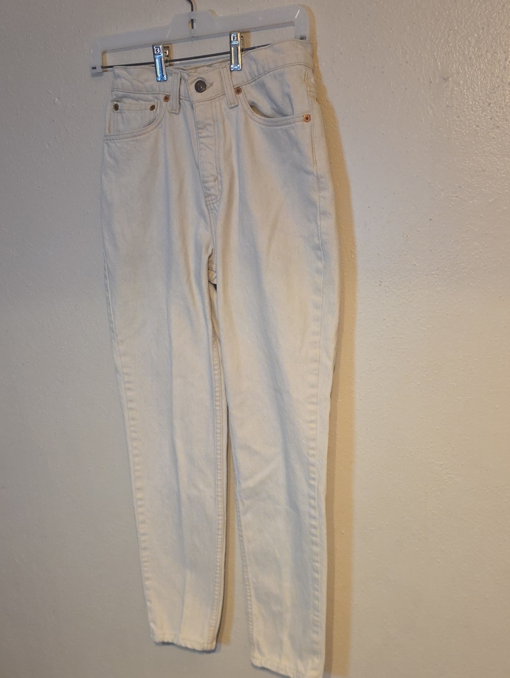 Levi's High-Rise Cream Straight-Leg Jeans Sz 7